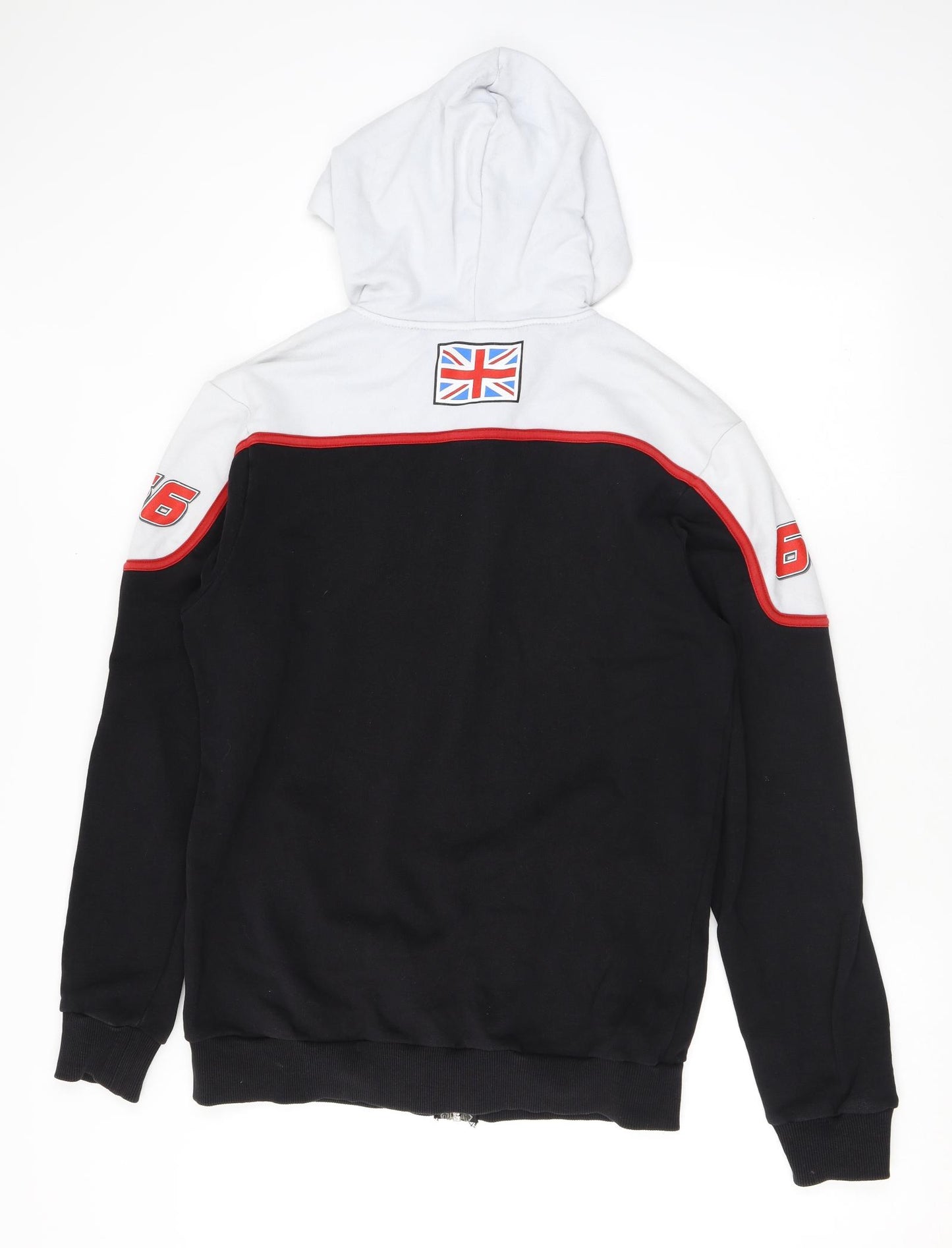 66 Mens Black Cotton Full Zip Hoodie Size L