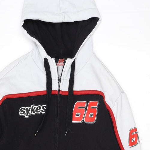 66 Mens Black Cotton Full Zip Hoodie Size L