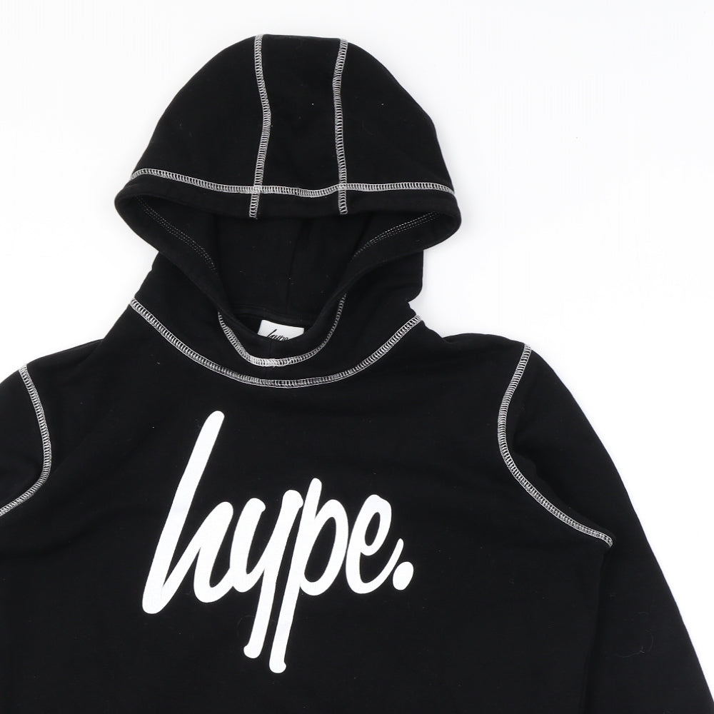 Hype Girls Black Cotton Pullover Hoodie Size 14 Years Pullover - Contrast Stitch