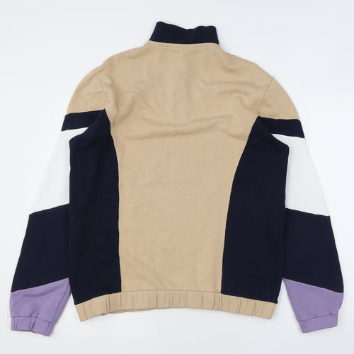 ASOS Womens Beige Colourblock Cotton Pullover Sweatshirt Size M Zip - Half Zip