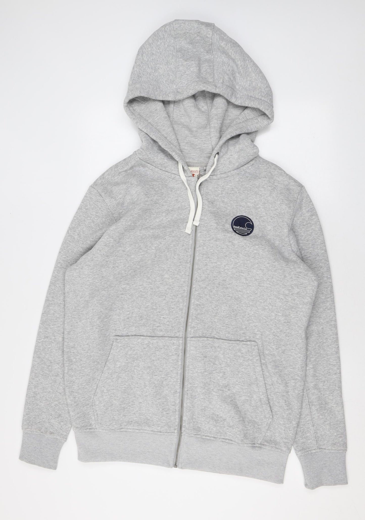 SoulCal&Co Mens Grey Cotton Full Zip Hoodie Size L