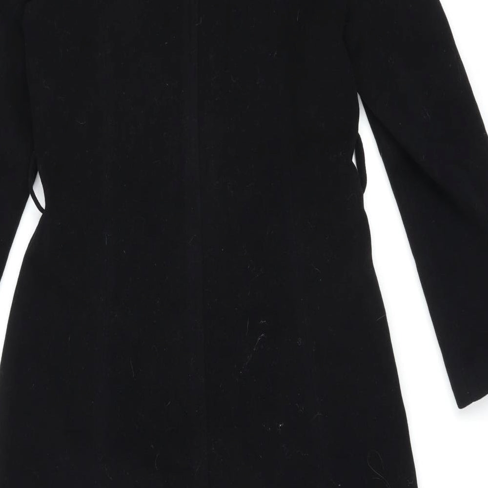 Debenhams Womens Black Overcoat Coat Size 12 Button