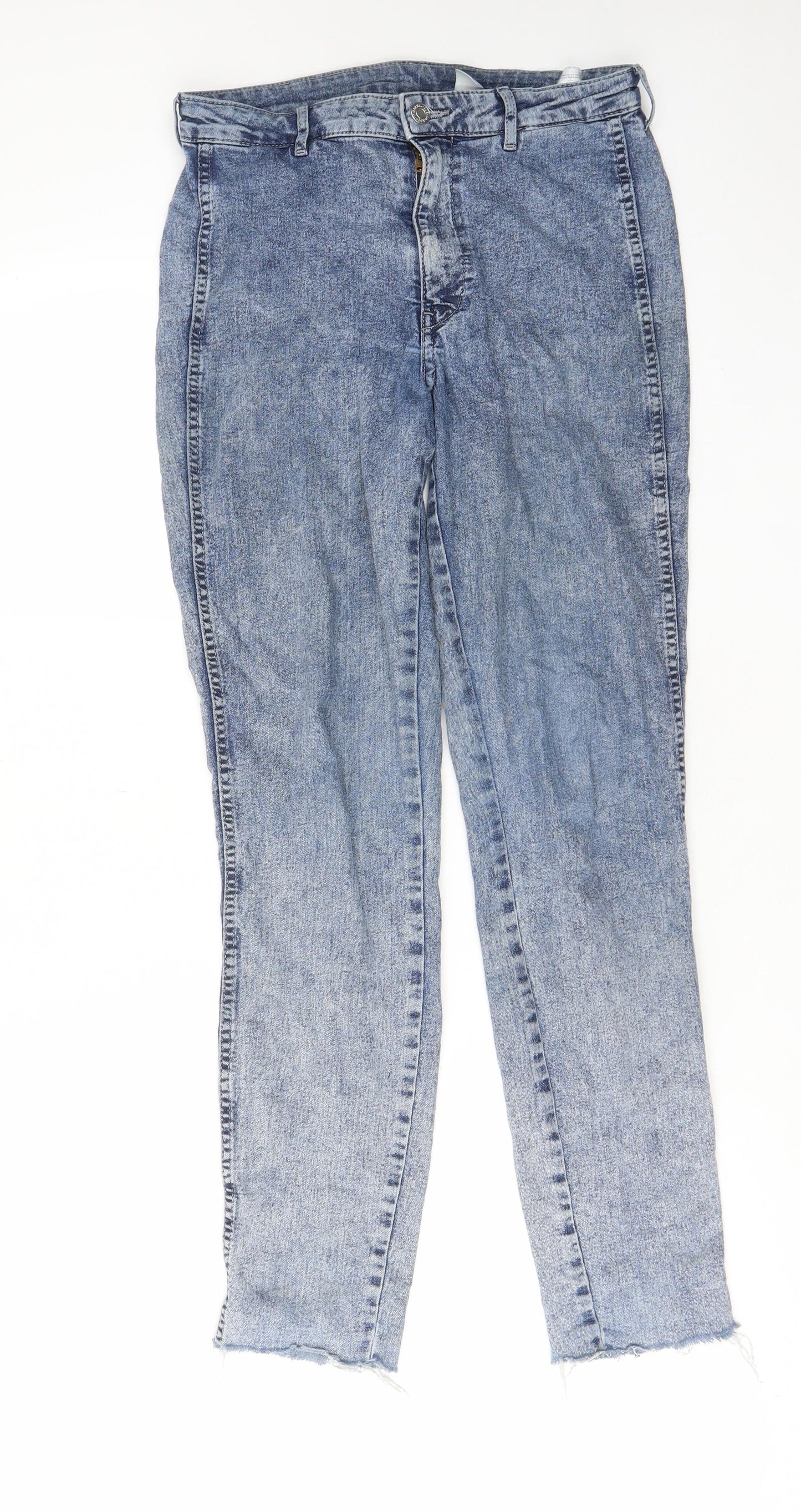 H&M Womens Blue Cotton Straight Jeans Size 27 in L28 in Regular Zip - Pockets, Belt Loops