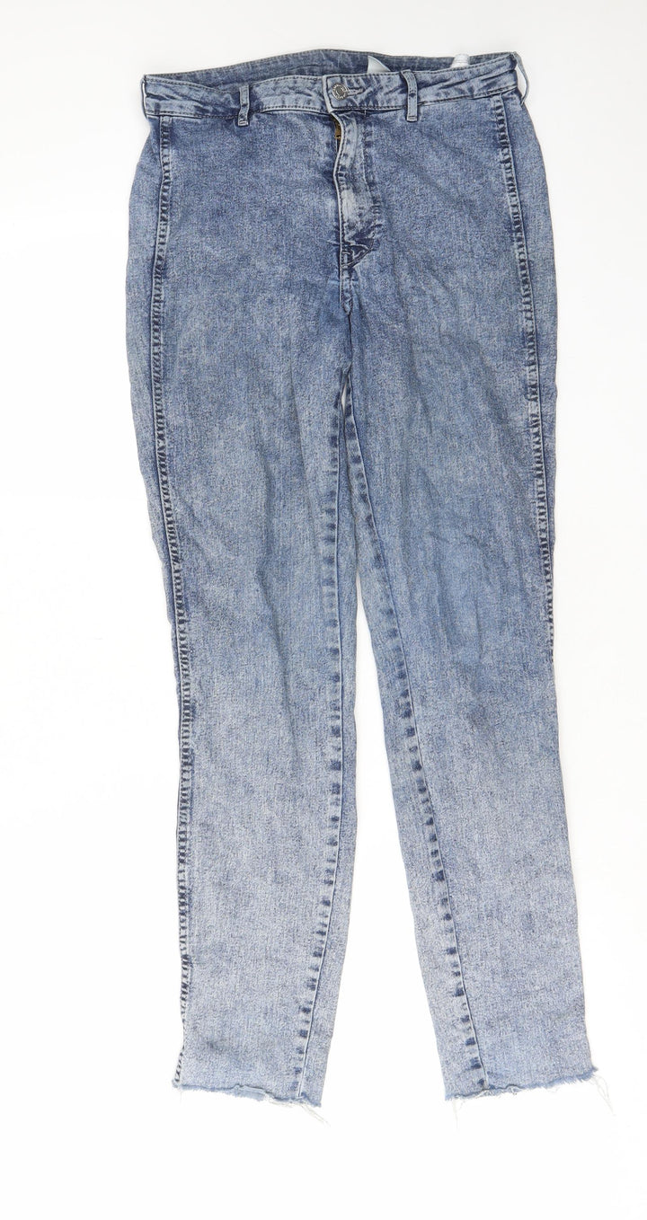 H&M Womens Blue Cotton Straight Jeans Size 27 in L28 in Regular Zip - Pockets, Belt Loops