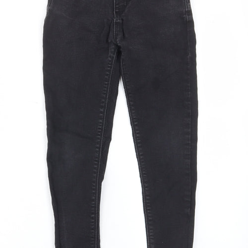 Denim & Co. Girls Black Cotton Skinny Jeans Size 8-9 Years L21 in Regular Zip - Pockets, Belt Loops
