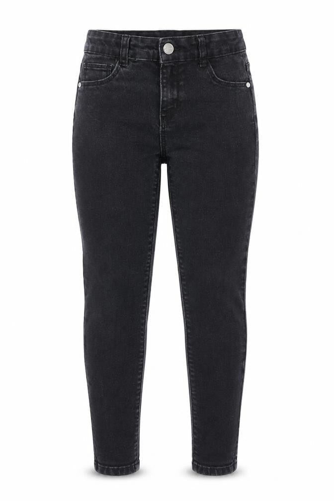 Denim & Co. Girls Black Cotton Skinny Jeans Size 8-9 Years L21 in Regular Zip - Pockets, Belt Loops