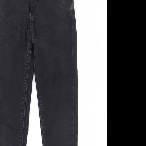 Denim & Co. Girls Black Cotton Skinny Jeans Size 8-9 Years L21 in Regular Zip - Pockets, Belt Loops