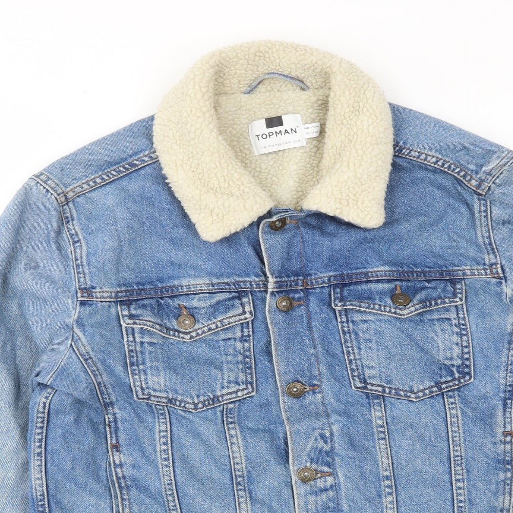 Topman Mens Blue Jacket Size M Button - Pockets, Buttons