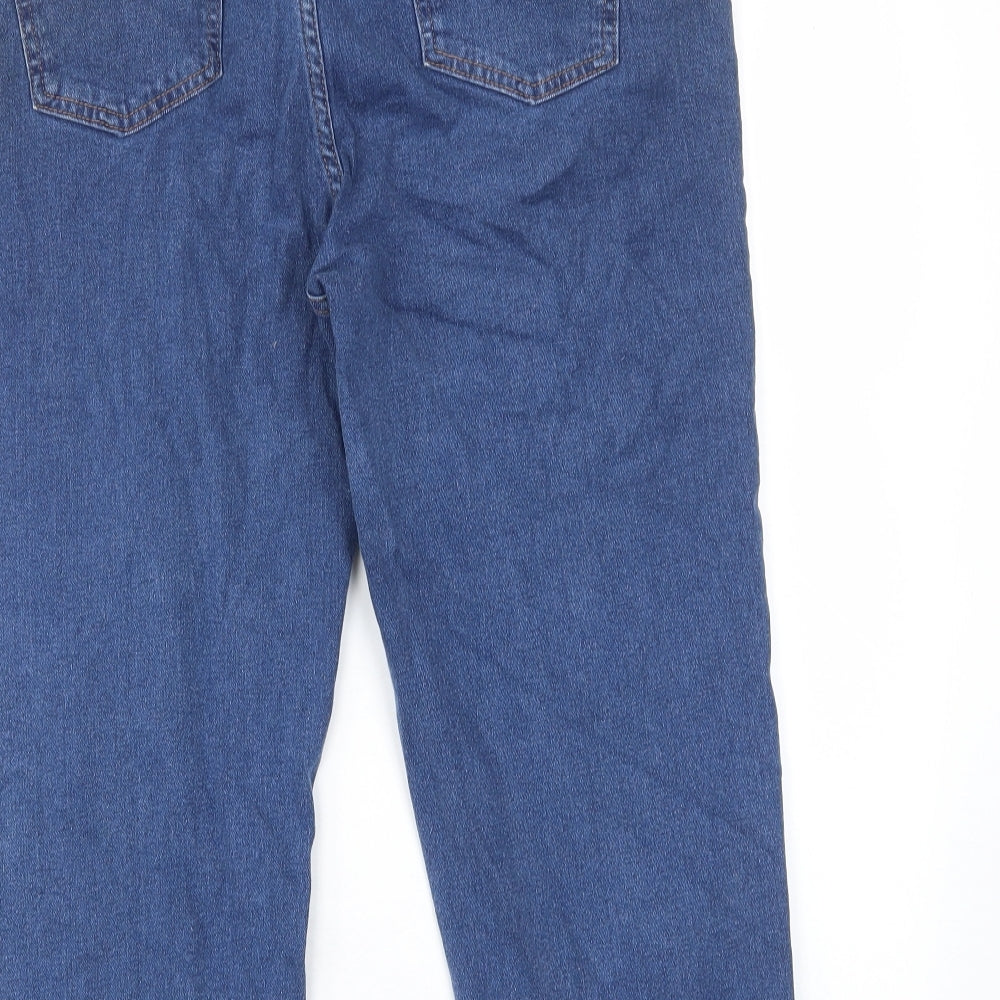 Marks and Spencer Womens Blue Cotton Cropped Jeans Size 16 L22 in Regular Zip - Pockets, Belt Loops