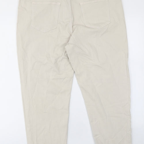 Marks and Spencer Womens Beige Cotton Straight Jeans Size 18 L25 in Slim Zip - Pockets, Belt Loops