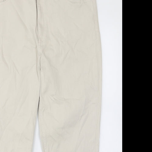 Marks and Spencer Womens Beige Cotton Straight Jeans Size 18 L25 in Slim Zip - Pockets, Belt Loops