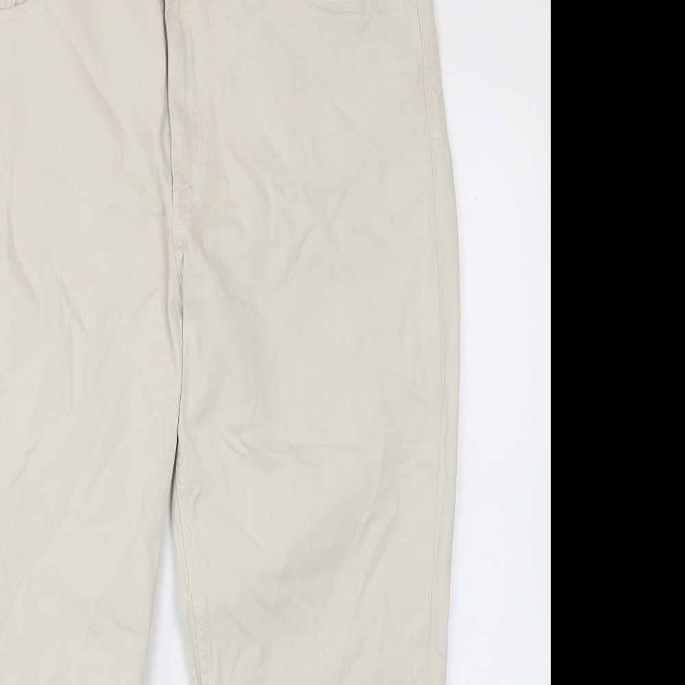 Marks and Spencer Womens Beige Cotton Straight Jeans Size 18 L25 in Slim Zip - Pockets, Belt Loops