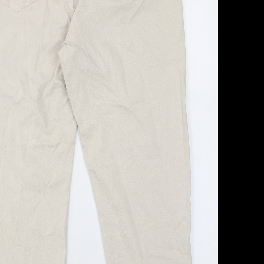 Marks and Spencer Womens Beige Cotton Straight Jeans Size 18 L25 in Slim Zip - Pockets, Belt Loops