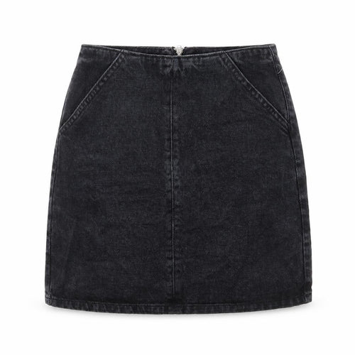 Topshop Womens Black Cotton A-Line Skirt Size 8 Zip - Pockets