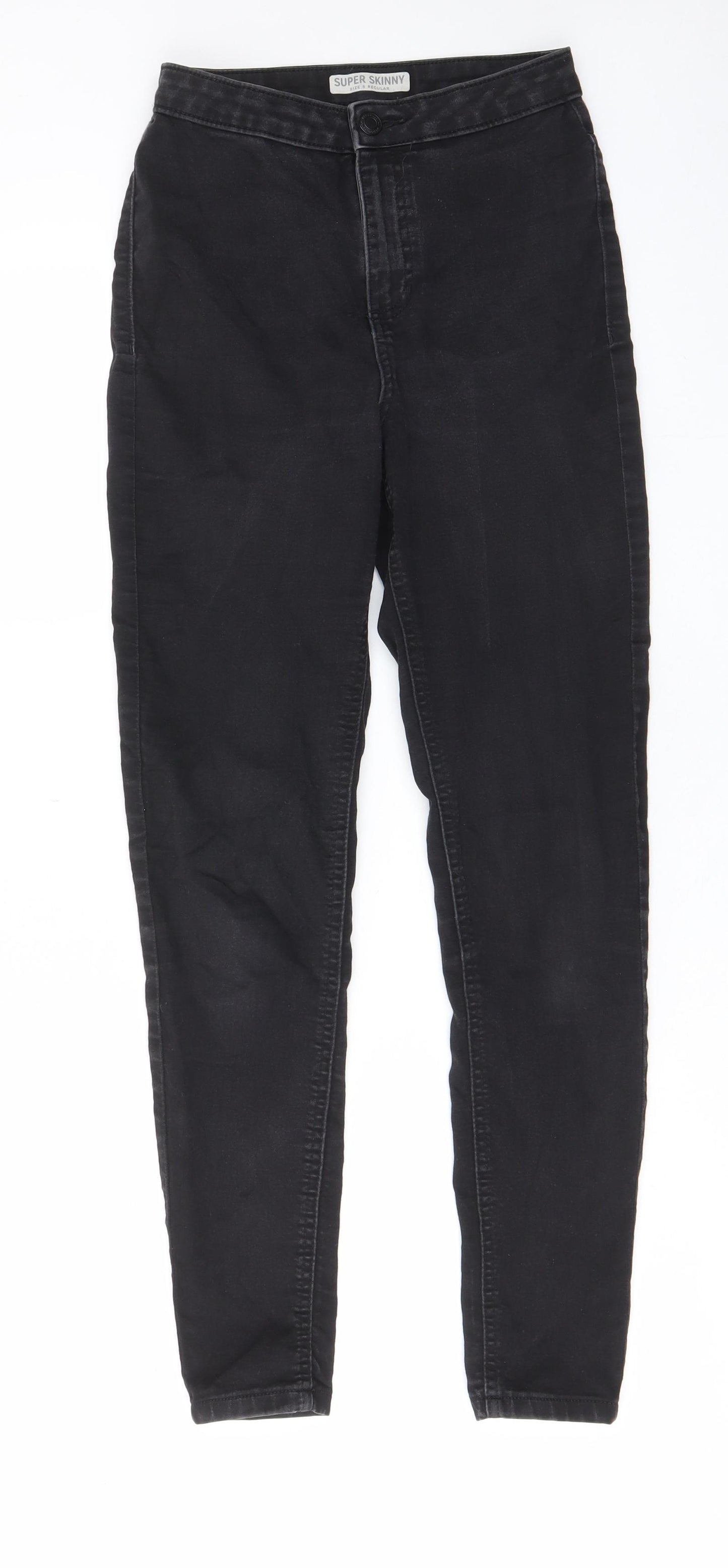 Marks and Womens Grey Cotton Skinny Jeans Size 8 L27 in Regular Zip - Pockets
