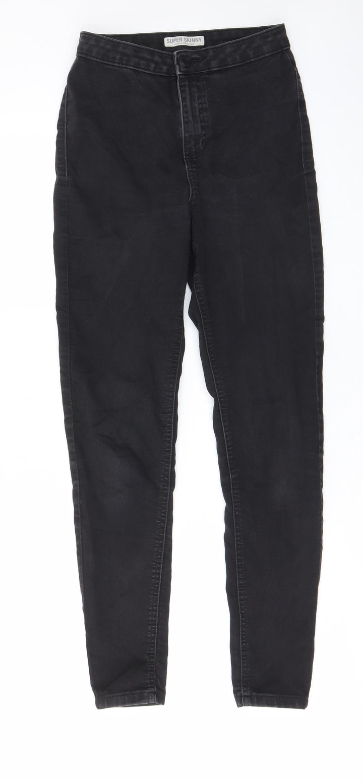 Marks and Womens Grey Cotton Skinny Jeans Size 8 L27 in Regular Zip - Pockets