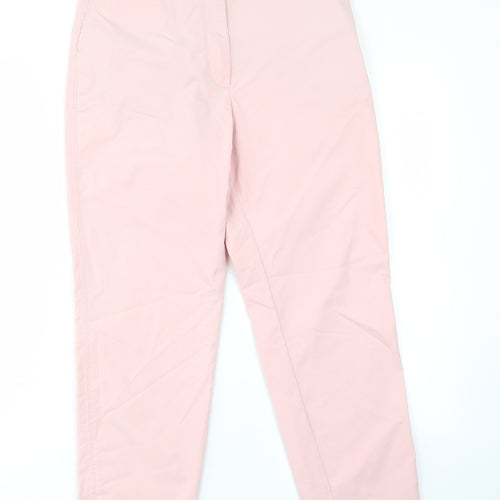 Marks and Spencer Womens Pink Cotton Trousers Size 8 L26 in Regular Hook & Eye - Pocket, Belt Loop