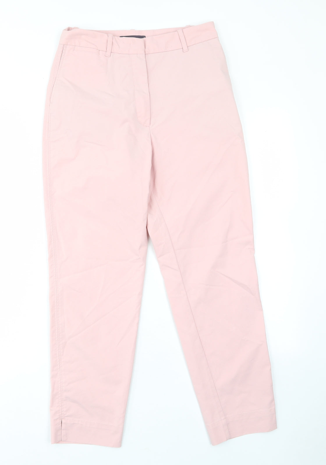Marks and Spencer Womens Pink Cotton Trousers Size 8 L26 in Regular Hook & Eye - Pocket, Belt Loop