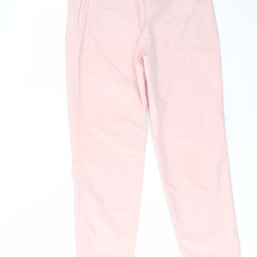 Marks and Spencer Womens Pink Cotton Trousers Size 8 L26 in Regular Hook & Eye - Pocket, Belt Loop