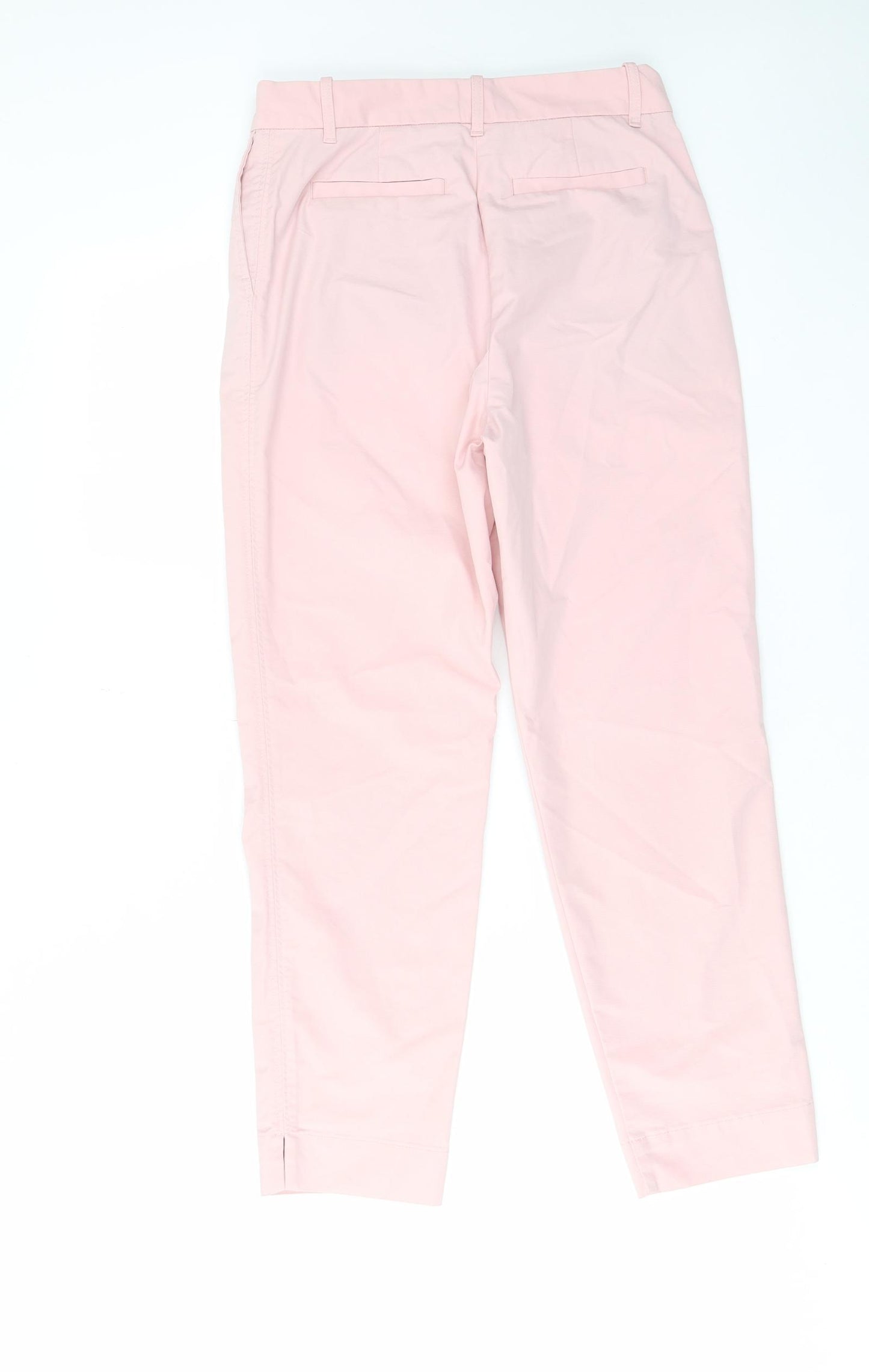 Marks and Spencer Womens Pink Cotton Trousers Size 8 L26 in Regular Hook & Eye - Pocket, Belt Loop