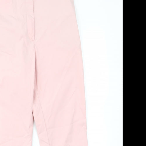 Marks and Spencer Womens Pink Cotton Trousers Size 8 L26 in Regular Hook & Eye - Pocket, Belt Loop