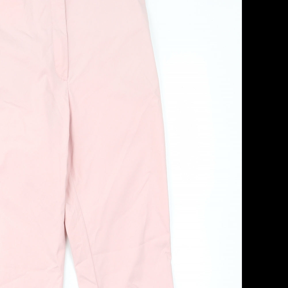 Marks and Spencer Womens Pink Cotton Trousers Size 8 L26 in Regular Hook & Eye - Pocket, Belt Loop