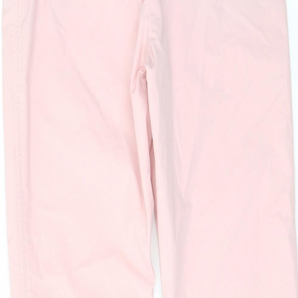Marks and Spencer Womens Pink Cotton Trousers Size 8 L26 in Regular Hook & Eye - Pocket, Belt Loop
