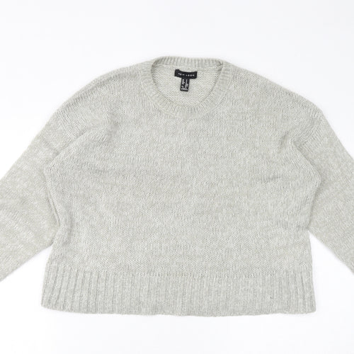 New Look Womens Grey Crew Neck Acrylic Pullover Jumper Size S