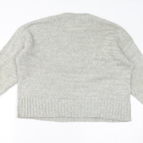 New Look Womens Grey Crew Neck Acrylic Pullover Jumper Size S