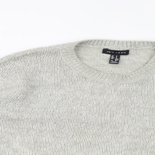 New Look Womens Grey Crew Neck Acrylic Pullover Jumper Size S