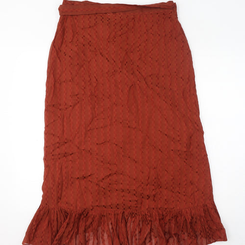 Whistles Womens Brown Viscose Wrap Skirt Size 14 Tie - Ruffle Hem