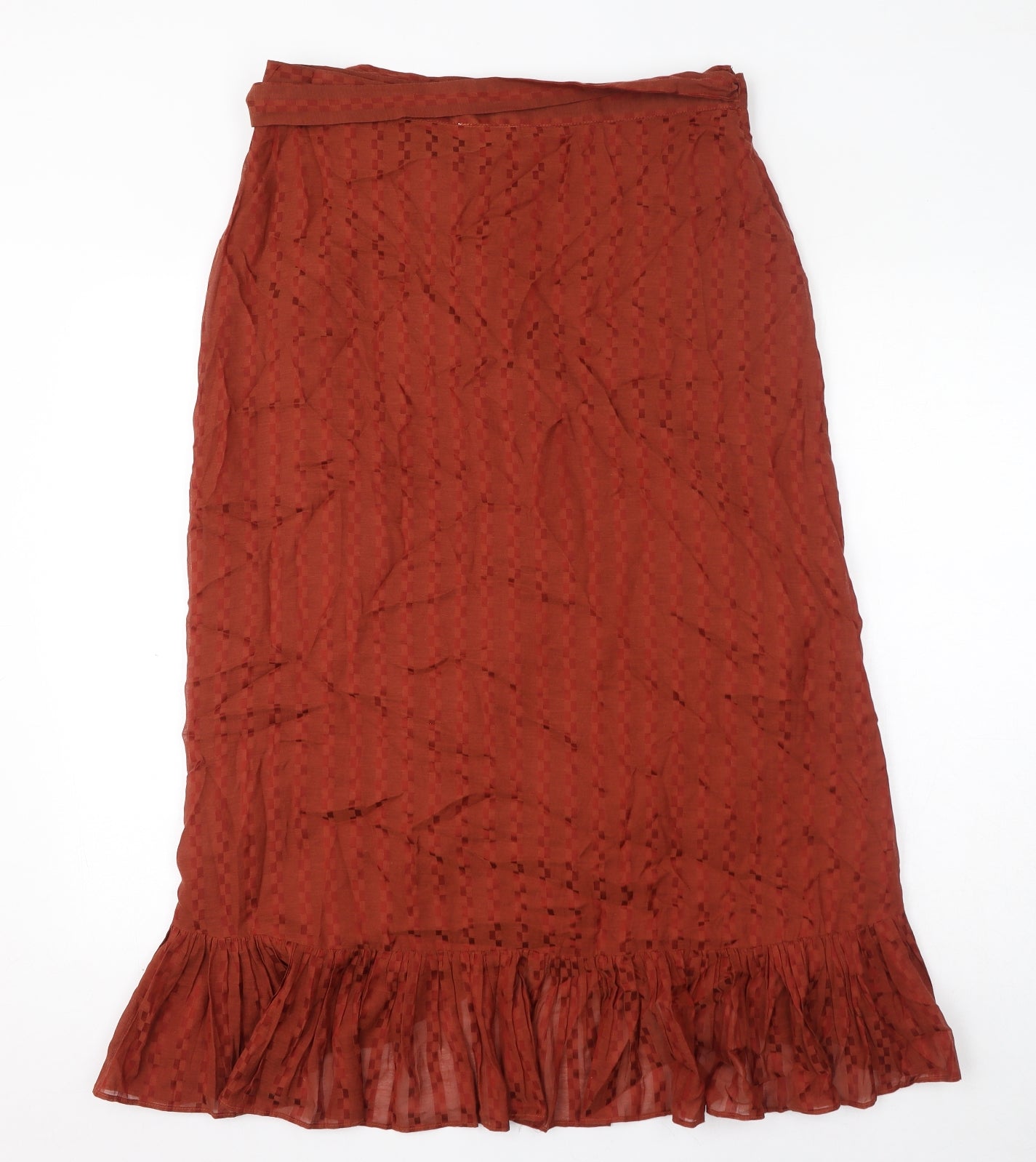 Whistles Womens Brown Viscose Wrap Skirt Size 14 Tie - Ruffle Hem