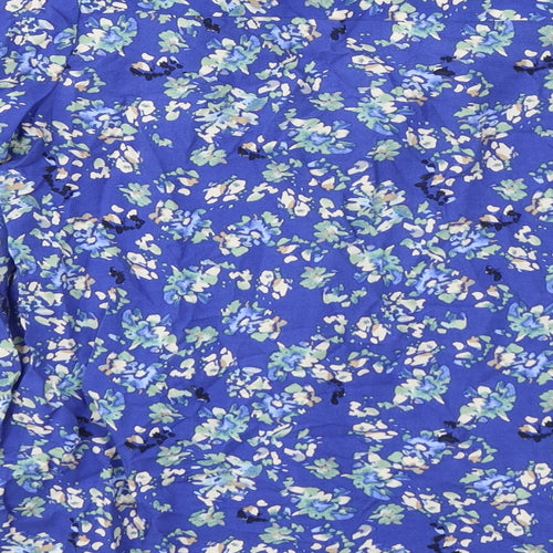 Part Two Womens Blue Floral Viscose Basic Blouse Size 4 V-Neck