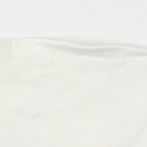 Zara Womens White Cotton Cropped T-Shirt Size L Off the Shoulder
