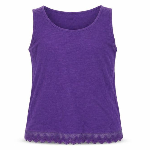 New Look Girls Purple Cotton Basic Tank Size 12-13 Years Round Neck Pullover - Lace Trim