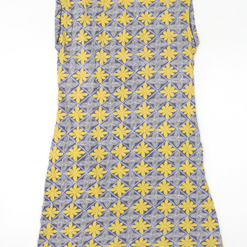 White Stuff Womens Blue Geometric 100% Cotton Tank Dress Size 10 V-Neck Pullover - Tunic