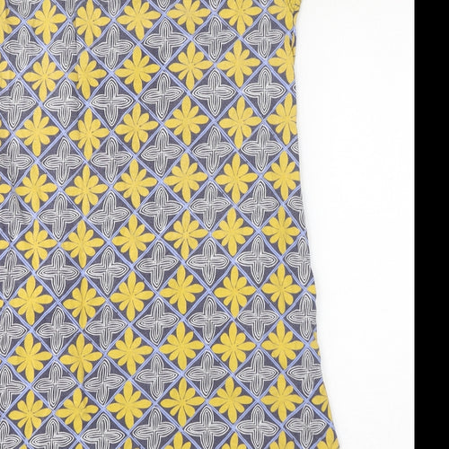 White Stuff Womens Blue Geometric 100% Cotton Tank Dress Size 10 V-Neck Pullover - Tunic