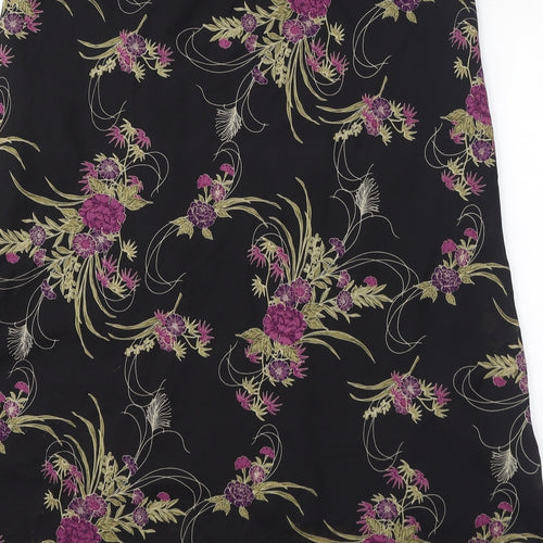 Bonmarché Womens Black Floral Polyester Flare Skirt Size 18