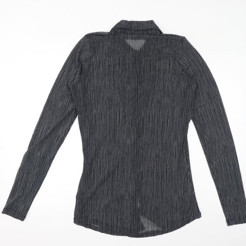 Sandwich Womens Blue Striped Polyester Basic Blouse Size L Collared - Ruffle Detail
