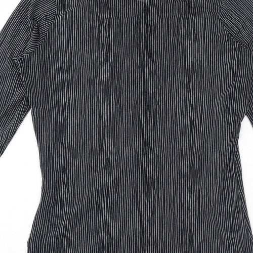 Sandwich Womens Blue Striped Polyester Basic Blouse Size L Collared - Ruffle Detail