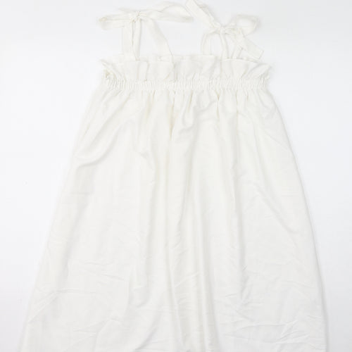 Missguided Womens White Polyester Mini Size 8 Square Neck Pullover