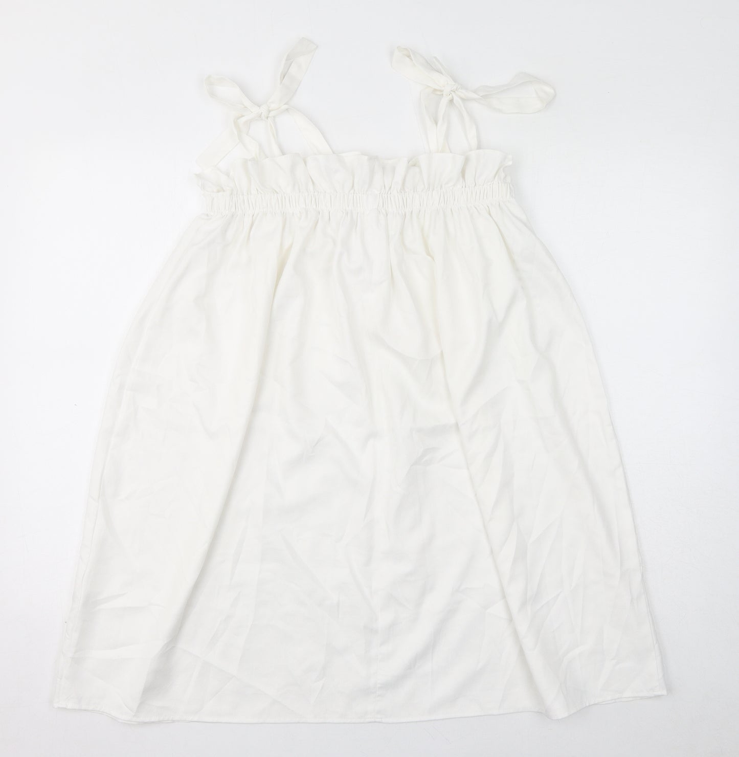 Missguided Womens White Polyester Mini Size 8 Square Neck Pullover