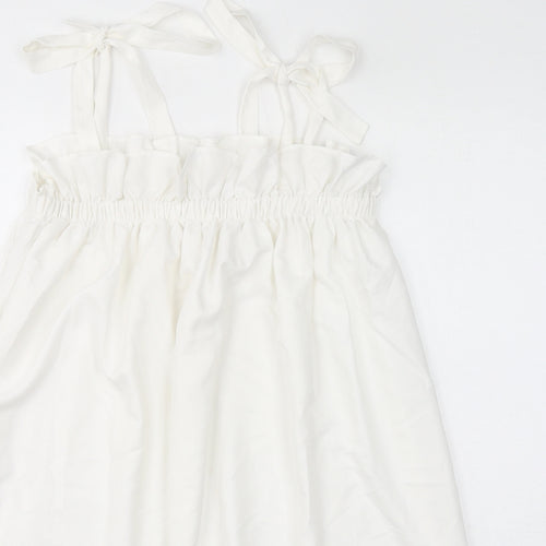 Missguided Womens White Polyester Mini Size 8 Square Neck Pullover
