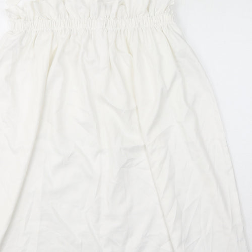 Missguided Womens White Polyester Mini Size 8 Square Neck Pullover