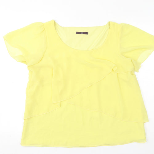 Evans Womens Yellow Polyester Basic T-Shirt Size 16 Scoop Neck