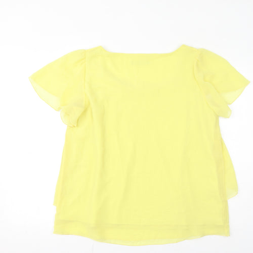 Evans Womens Yellow Polyester Basic T-Shirt Size 16 Scoop Neck