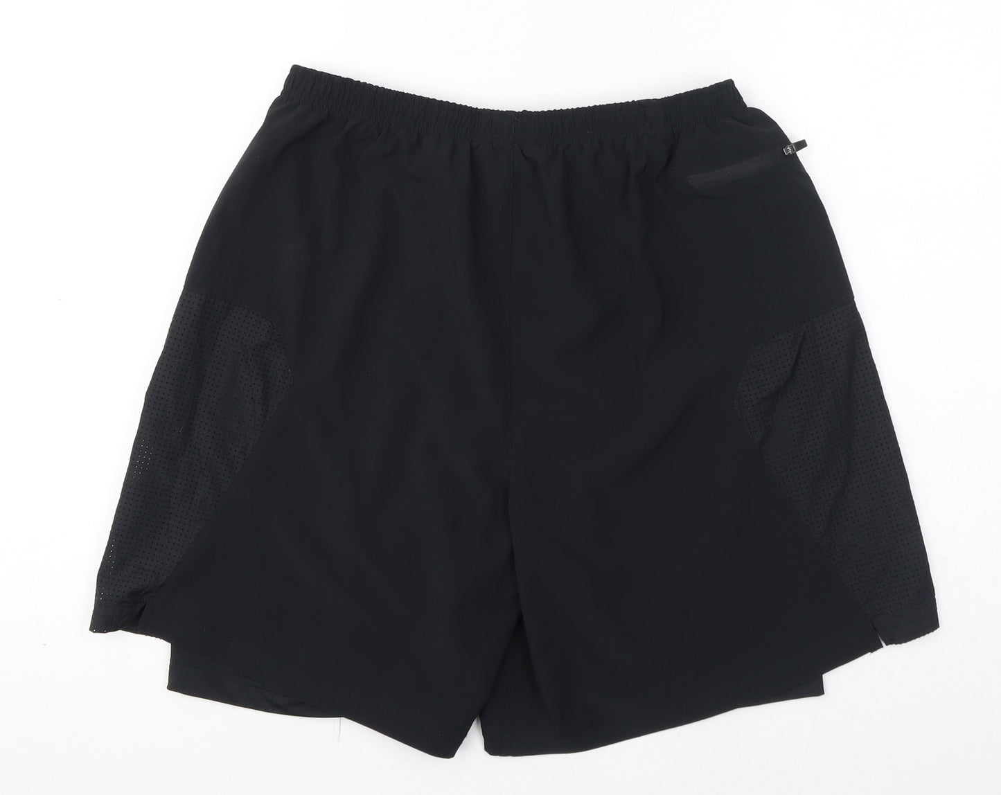HIGHERSTATE Mens Black Polyester Sweat Shorts Size M L7 in Regular - Two Layer Training