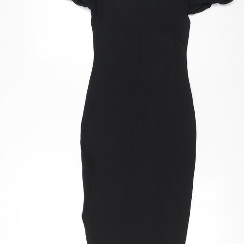 Nasty Gal Womens Black Polyester Bodycon Size 8 Sweetheart Pullover - Puff Sleeve