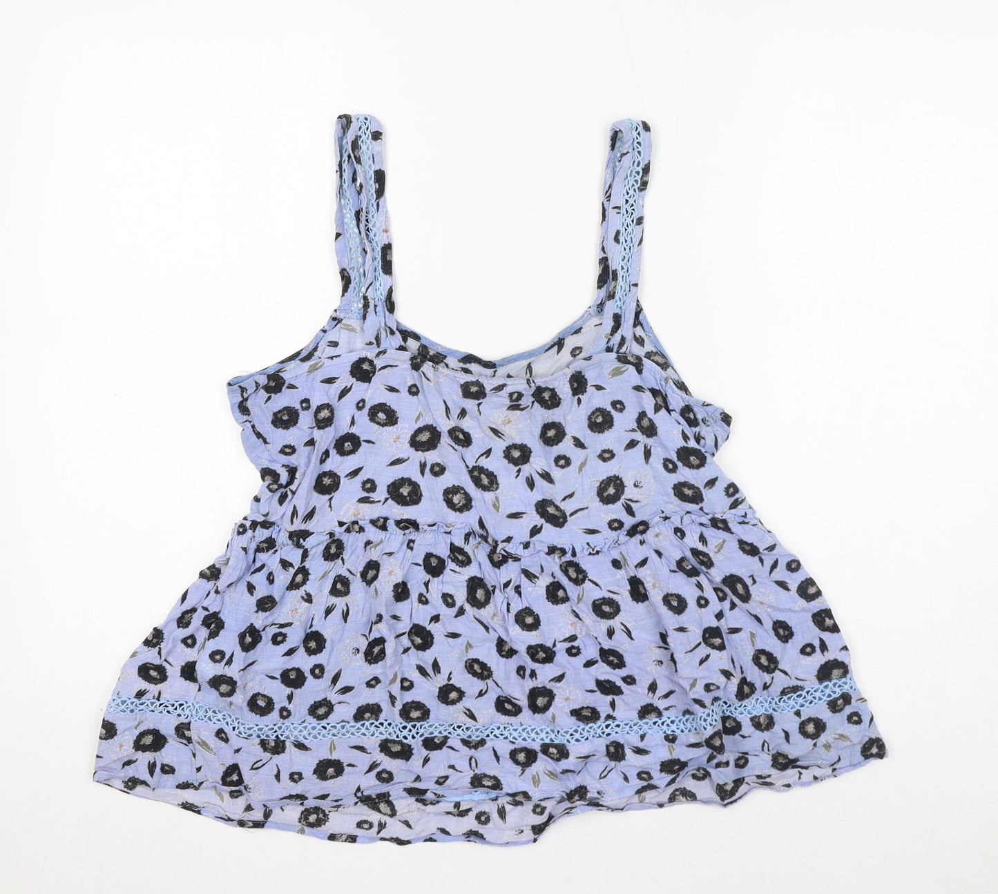 NEXT Womens Blue Floral Viscose Basic Tank Size 14 Square Neck