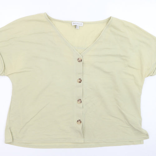 Warehouse Womens Green Viscose Basic Blouse Size 16 V-Neck
